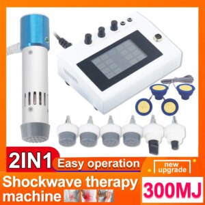 300MJ Portable Shockwave Therapy Machine Muscle Stimulation ED Treatment Sports Injury Physiotherapy Shock Wave Massager 2in1