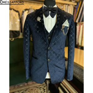 Black Jacquard Weave 2 Pieces Blazer Pants Men Suits Tuxedo High Fashion Wedding Prom Plus Size Custom Made