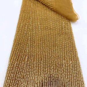 Nigerian African Lace Fabric 2024 High Quality Hamdmade Beads Bridal Lace Fabric Luxury Sequin Beaded Embroidery For Wedding WS