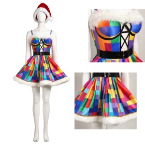 Women’s Christmas Cosplay Costumes Bright And Eye-Catching Christmas Dresses Red Christmas Hats Makeup Ball Uniforms