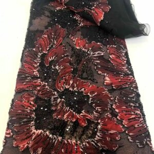 France High-End Luxury Elegant Handmade Beaded Lace Fabric Nigerian With Sequins Mesh Lace Fabric For Wedding Dress Sewing