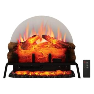 24″ Electric Fireplace Log Set Insert Heater 6 Flame Colors with Crackling Sound Remote 750/1500W Thermostat Timer LED Display