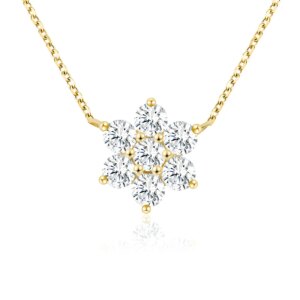 Provence 0.55ct T.W. Round Cut Moissanite Diamond Solid 14K Yellow Gold Snowflake Pendant with GRA Certified With Chain