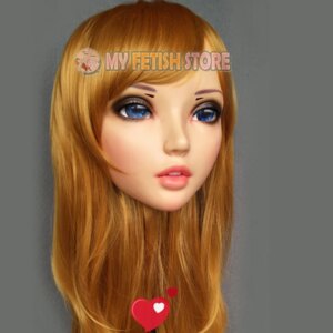 (Fu-01)Female Sweet Girl Resin Half Head Kigurumi BJD Eyes Crossdress Cosplay Japanese Anime Role Lolita Mask With Eyes And Wig