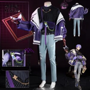 Hot Game Nu:Carnival Cosplay Costume Anime Kuya High Quality Role Play Purple Coat Pants Bag Full Set for Men Stage Party Suit
