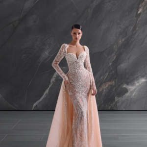 Heavy pearl Evening Gown Dress Charming long sleeves are crystal Party Gown Dress Elegant A-line Floor-length Evening Gown Custo