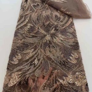 African Lace Fabric 2025 High Quality Hamdmade Beads Bridal Lace Fabric Luxury Sequins Beaded Embroidery for Wedding Dress
