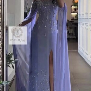 Customized Elegant Vintage Sexy Sweet Lilac Beads Crystal Chiffon Customize Formal Occasion Prom Dress Evening Party Gowns