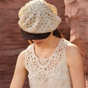 Vintage elegant lace fashion hollow breathable beret women’s high luxury octagon hat