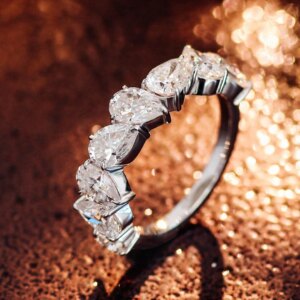 Provence Luxury Wedding ring Solid Gold Pear cut DEF/VS Lab Diamonds half band Engagement for Women Classic cocktail ring Custom