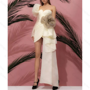 Beautiful One Shoulder Short Prom Dress Fashion Party Mini Length Lady High-end Formal Evening Gowns