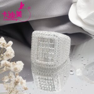 Cadermay Cuban Link Chain Hip Hop Jewelry Iced Out Baguette D VVS Moissanite Rings S925 Silver Personal Fashion Gift