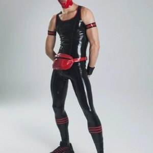 men natural rubber handmade High – Waisted Latex Pants with Glossy Finishes for a Sleek Look