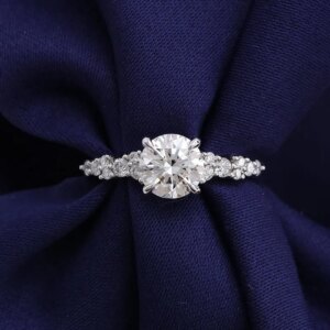 Provence 10K/14K white gold 1CT DEF/VVS round lab diamond engagement rings for women luxury flower wedding rings custom jewelry