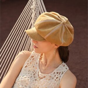 New elegant fashion breathable octagon newsboy hat girl