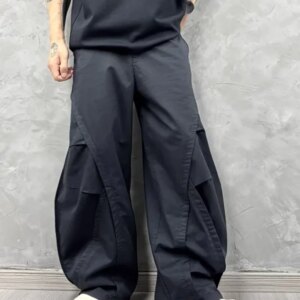 Dark Retro Stand Cut Stitching Personality Wide Leg Matchet Pants Fashion Trendy Cargo Men’s Loose Casual