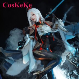 CosKeKe Shenhe Cosplay Anime Game Genshin Impact Costume Sweet Gorgeous Uniform Dress Women Halloween Party Role Play Clothing