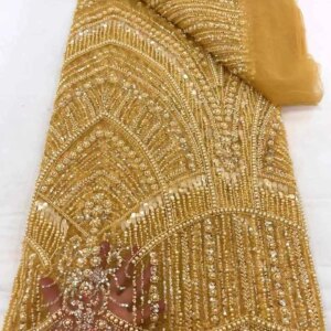 2024 Luxury French Mesh Embroidery Beaded Lace Fabric African Nigerian Sequins Lace Fabric For Wedding Dress Sewing Material