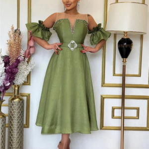 Customizeds Beading Wedding Party A-line O-Neck Bespoke Occasion Dress Ankle Length