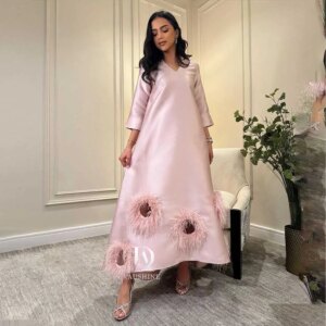 Aushine Dress Luxury Birthday Evening Dress Ankle Length Half Sleeves Summer Elegant Wedding Party Gowns For Women Arab 2024Fu
