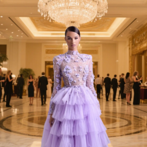 Elegant Long Sleeve Prom Dress 2025 Charming Floral Applique Party Dress Graceful Tulle V-Neck A-Line Floor-Length Evening Gown