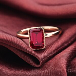 Provence Classic solitaire Ring Emerald cut Lab Grown Gemstones 10K Solid Gold Ring Luxury Wedding Band Personalized Custom