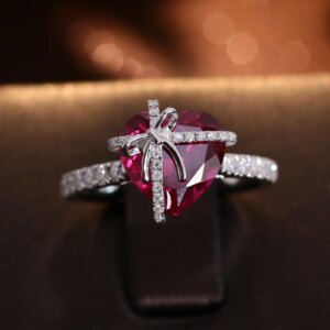 Provence 14K/18K white gold heart present rings lab buby bowknot rings custom gemstone diamond jewelry Birthday Anniversary Gift