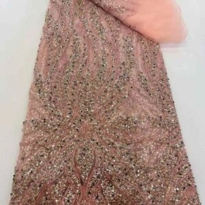 French Mesh Lace Fabric Beads African Lace Fabrics Nigerian Mesh Lace Fabric For Diy Dresses Party Wedding Dress Sewing