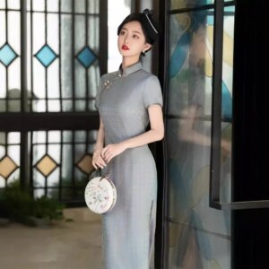 New Chinese Real Silk Cheongsam Qipao Summer Female 2024 Improved Interwoven Dress Young