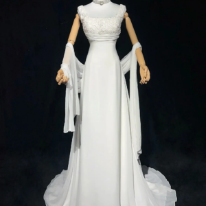 Classical White Chiffon Prom Dress Applique Long Trailing Spaghetti Strap Ribbon Evening Cocktail Formal Toast Party Gowns New