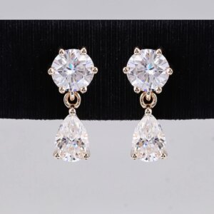 Provence 18K White Gold Moissanite Stud Earrings for Women Pear Cut D Color DIY Custom Jewelry Drop Earring With GRA Certificate