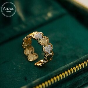 Aazuo Fashion Ring 18K Yellow Gold Real Diamonds 0.19ct Fairy Ring Gift For Woman Deluxe Banquet Fashion Jewelry Woman’s Fashion