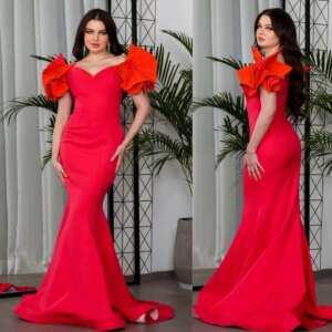 Customized Evening Prom Jersey Ruched Cocktail Party Mermaid V-neck Bespoke Occasion Gown Long es Saudi Arabia