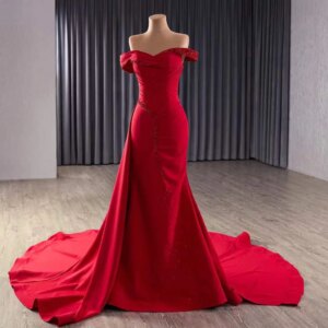 Vestidos En Oferta Liquidación Off Shoulder Sweetheart Evening Dresses Crystal Lace Up Back Red Long Dress For Special Occasions