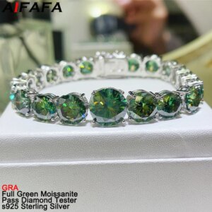 Full Green Moissanite Lab Diamond Tennis Chains Bracelet Luxury s925 Silver Moissanita Gemstone Hand Chain Fine Jewelry GRA