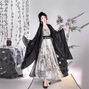 Hanfu female ink hidden calligraphy work new Chinese national