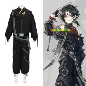 Anime Devil Xiao Customized Cosplay Genshin Impact Men Black Suit Jackets Pants Halloween party for
