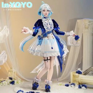 InYOYO Furina Cosplay Costume Genshin Impact Blue Dance Music Lovely Lolita Dress Game Suit Halloween Party Outfit Women New