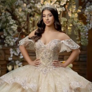 Customized Shiny Princess Sweet 16 Quinceanera Dresses Crystals Sequin Appliques Lace Vestido De 15 Anos Ball Gown