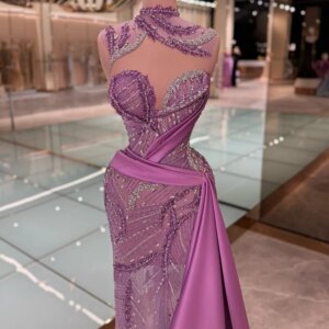 DMDRS Sleeveless Evening Dress Luxurious Round Crystal Beaded Party Gown Classic A-Line Floor-Length Party Dresses فساتين سهرة