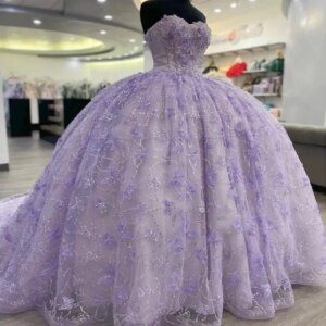Lavender Quinceanera Dresses for 15 Year Ball Gown Sexy Sweetheart Applique Bow Beads Off the Shoulder Long Party Dress for
