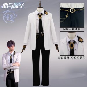 Game Love And Deepspace Rafayel Cosplay birthday Costume White suit Shirt Black Pants Qiyu Rafayel Uniform Women Men Halloween