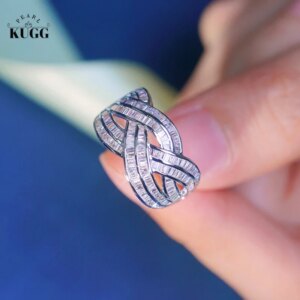 KUGG 18K White Gold Rings Fashion Design 0.75carat Real Natural Diamond Engagement Ring for Women Senior Banquet