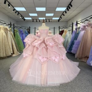 Glitter Pink Quinceanera Dress Customized Ball Gown Lace Applique Beaded Lace Up Corset Sweet 16 Vestido De 15 Anos DY1296