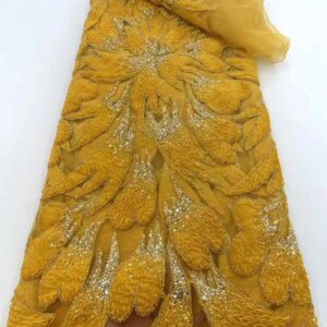 3D French Lace Fabric 2025 High Quality Lace Net African Lace Fabric With Beads Sequins Lace Fabrics For Wedding Dresses Sewing