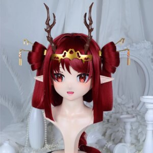 Customize Character Female/Girl Resin Kig Full Head With Lock Anime Cosplay Japanese Anime Kigurumi Mask