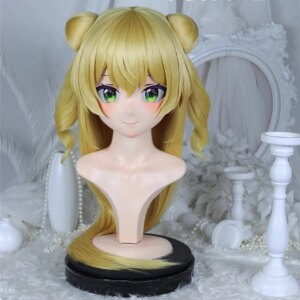 Customize Character Female/Girl Resin Kig Full Head With Lock Anime Cosplay Japanese Anime Kigurumi Mask
