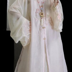 Ming Dynasty Hanfu Round Neck Cardigan Chinese Pleated Skirt Improved Summer Slim Fitting Daily Hanfu Set