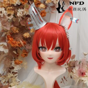 Kigurumi Flame Tail Kigurumi mask Full Headband Lock Cosplay Headshell Props Costume Anime Game