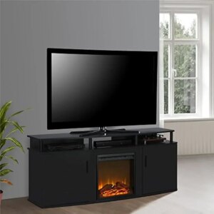 Electric Fireplace TV Stand Console 70 Inch TVs Cherry Finish Realistic Flame Heater Insert Open Shelves Cabinets Organize Audio